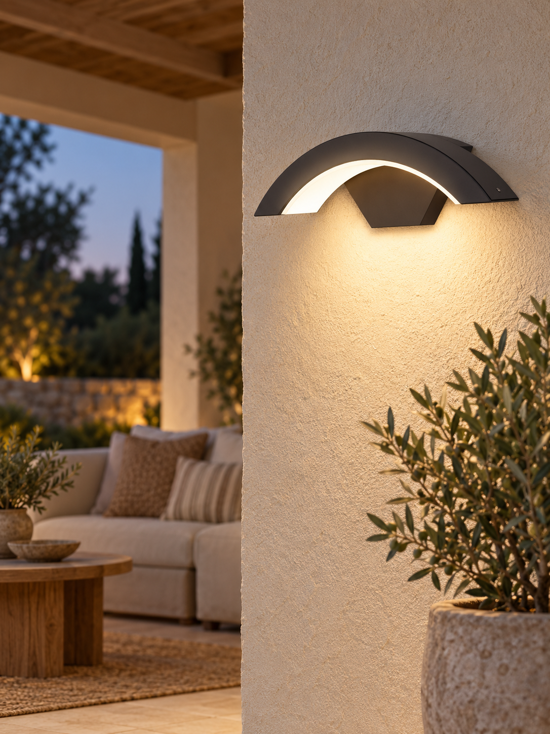 Modern Arch LED Outdoor Wall Light, Exterior Sconce for Porch, Patio and Garden Entrance
