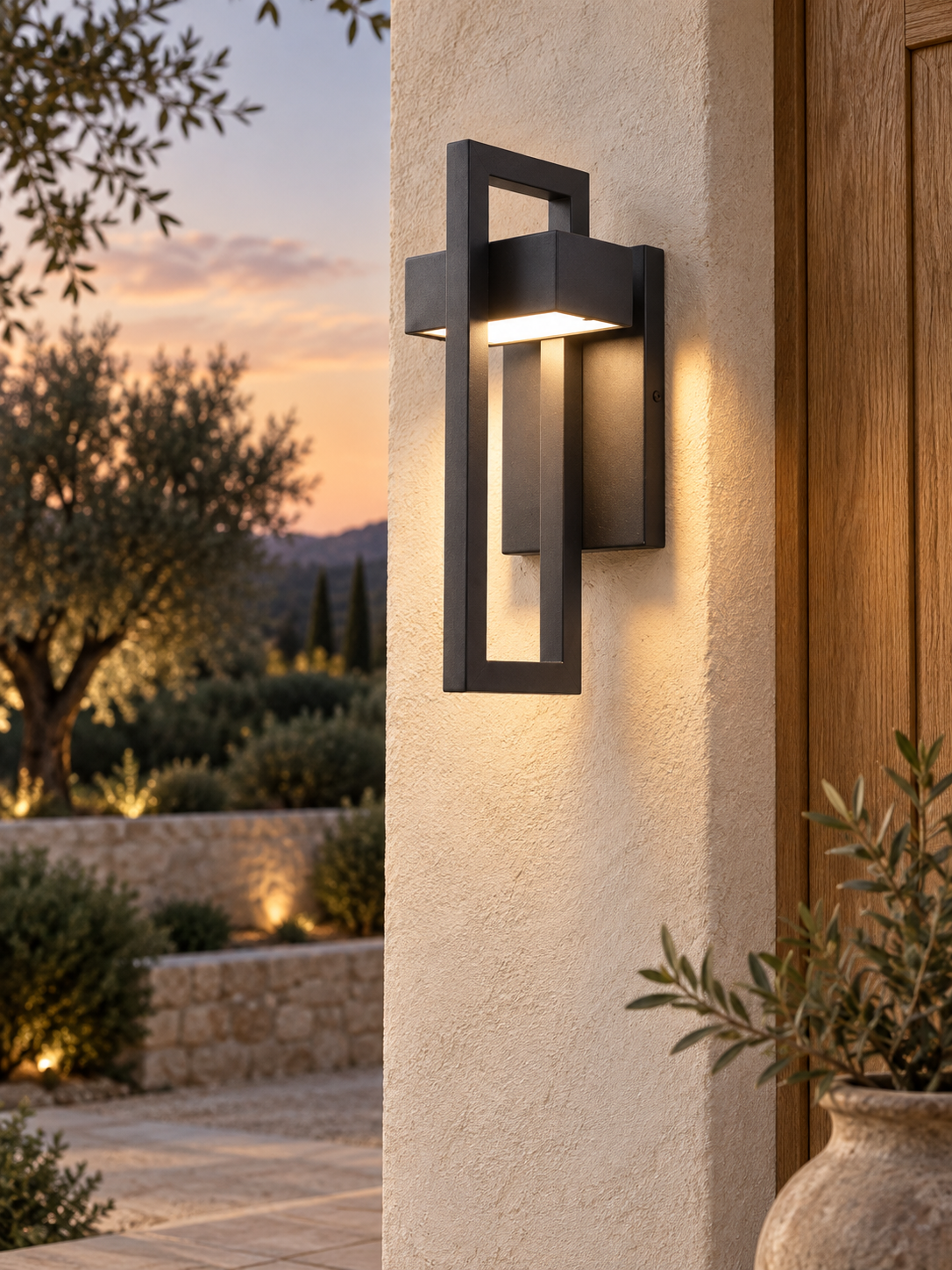Scandinavian Aluminum LED Outdoor Wall Light, Geometric Acrylic Fixture for Porch and Entryway