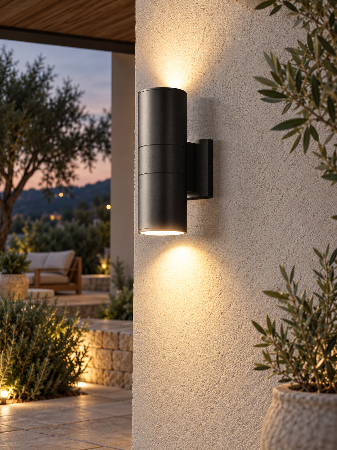 Auralen Home — modern outdoor wall light up down waterproof led sconce, alternate view