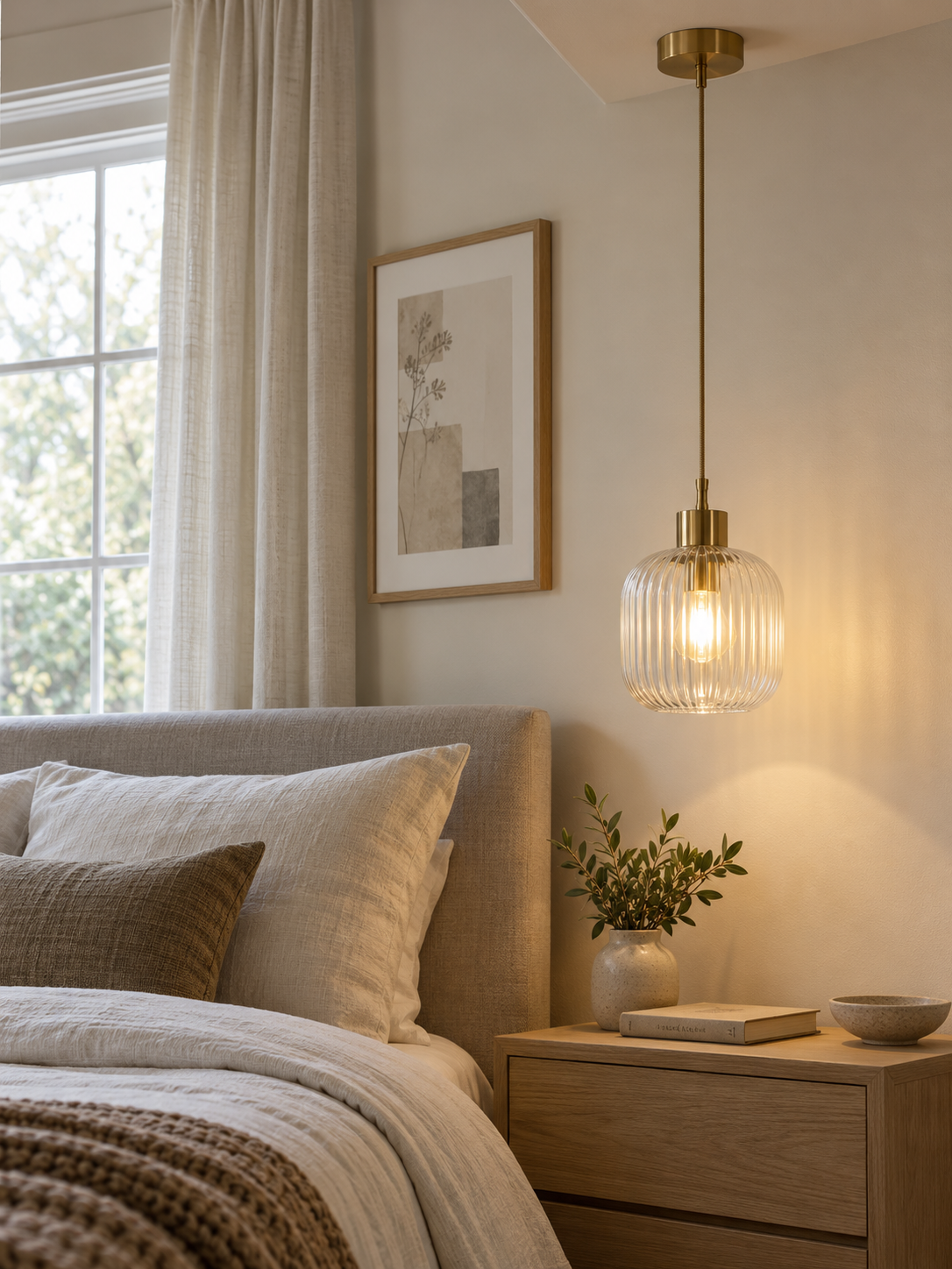 Modern Chic Striped Glass Pendant Light interior scene 3