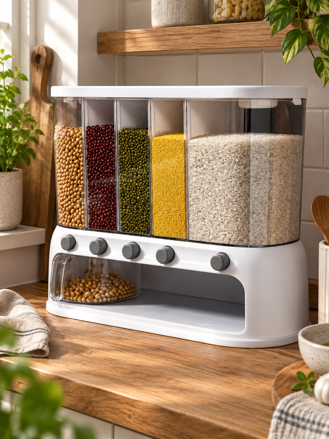 Versatile Multi-Compartment Grain Storage Container — lifestyle photograph 1