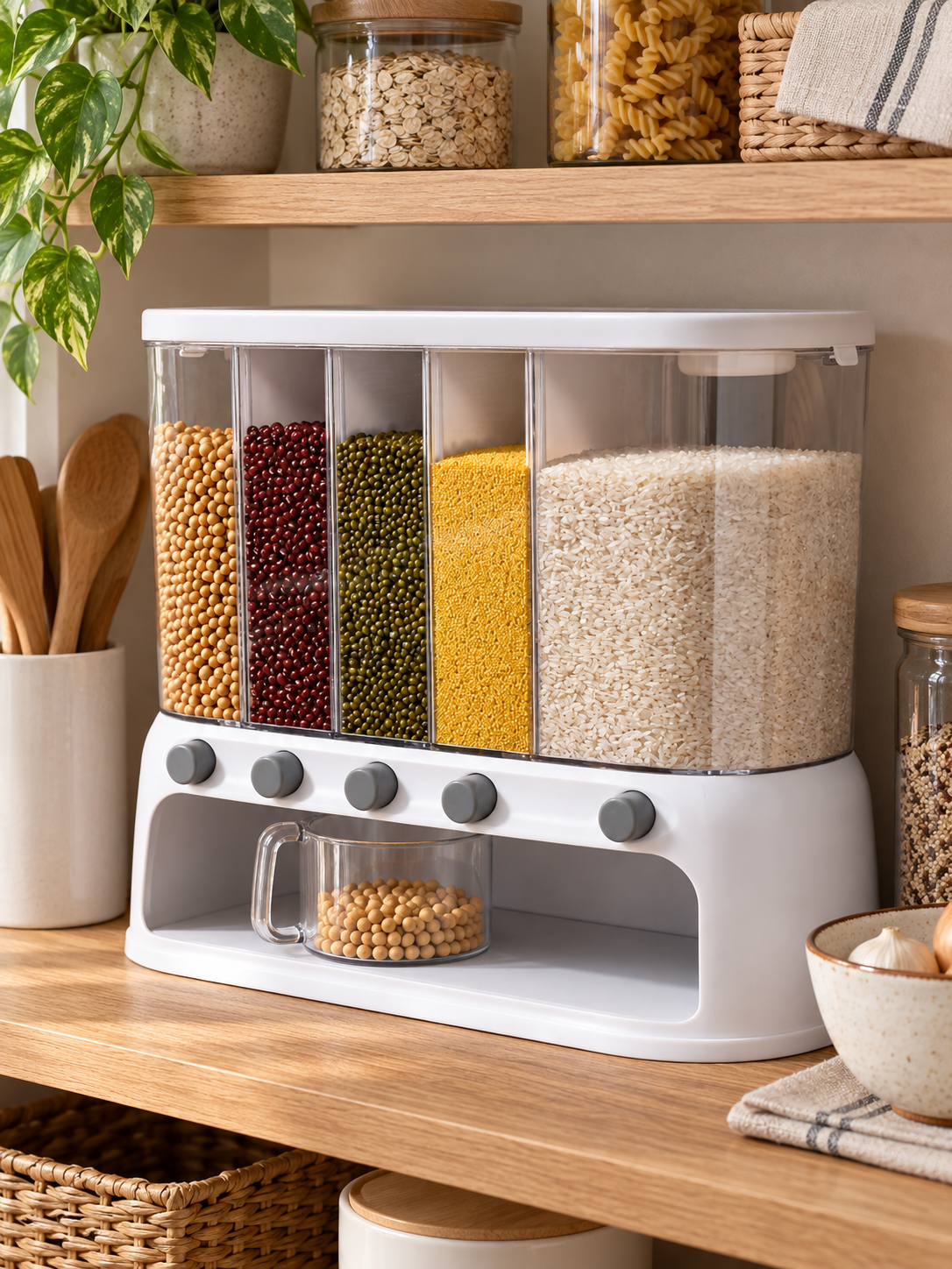 Versatile Multi-Compartment Grain Storage Container — lifestyle photograph 3
