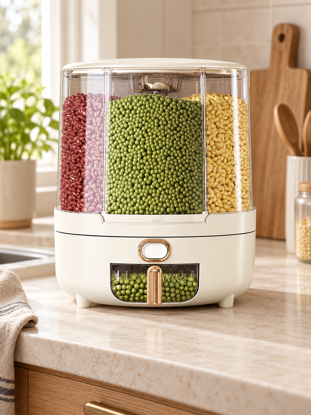 360° Rotating Airtight Food Storage Container for Fresh, Easy-Access Kitchen Organization — lifestyle photograph 1