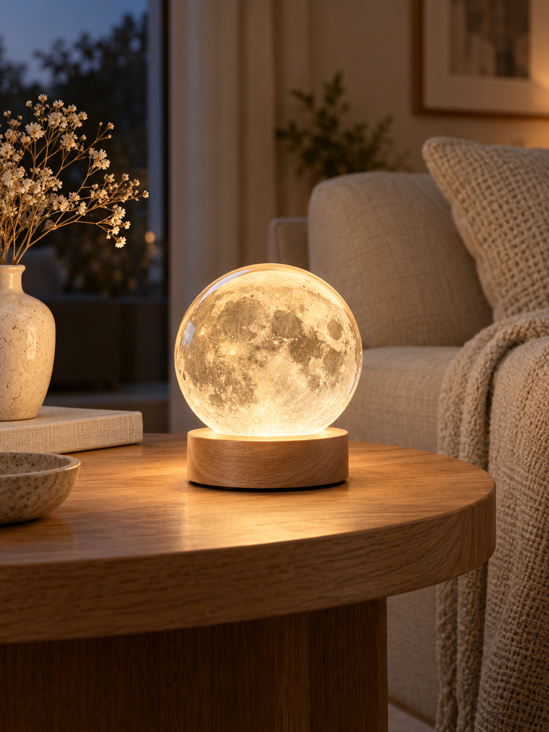 Stellora 3D crystal night light in a living room, view 3
