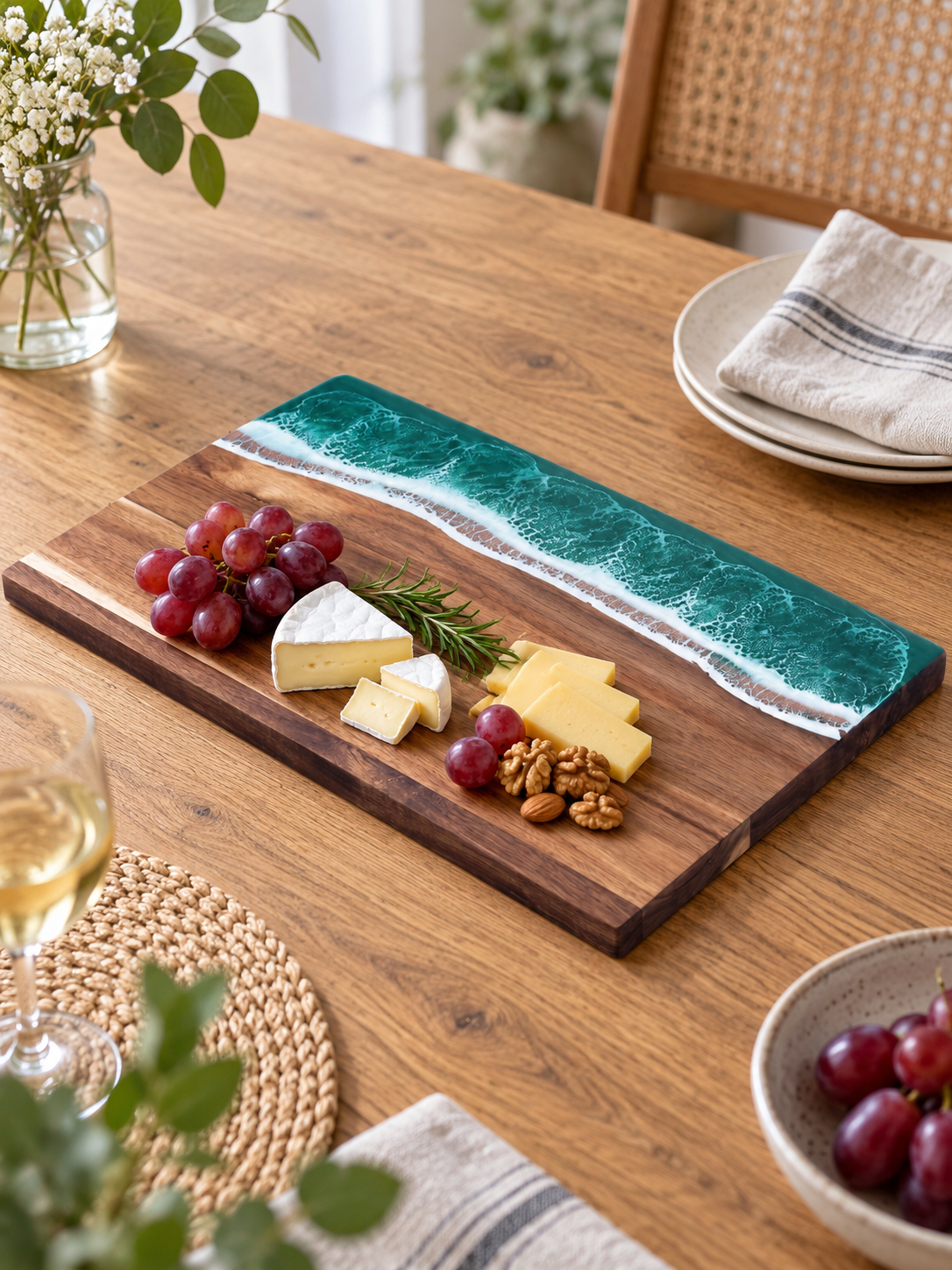Wave Resin Acacia Cutting Board — lifestyle photograph 3
