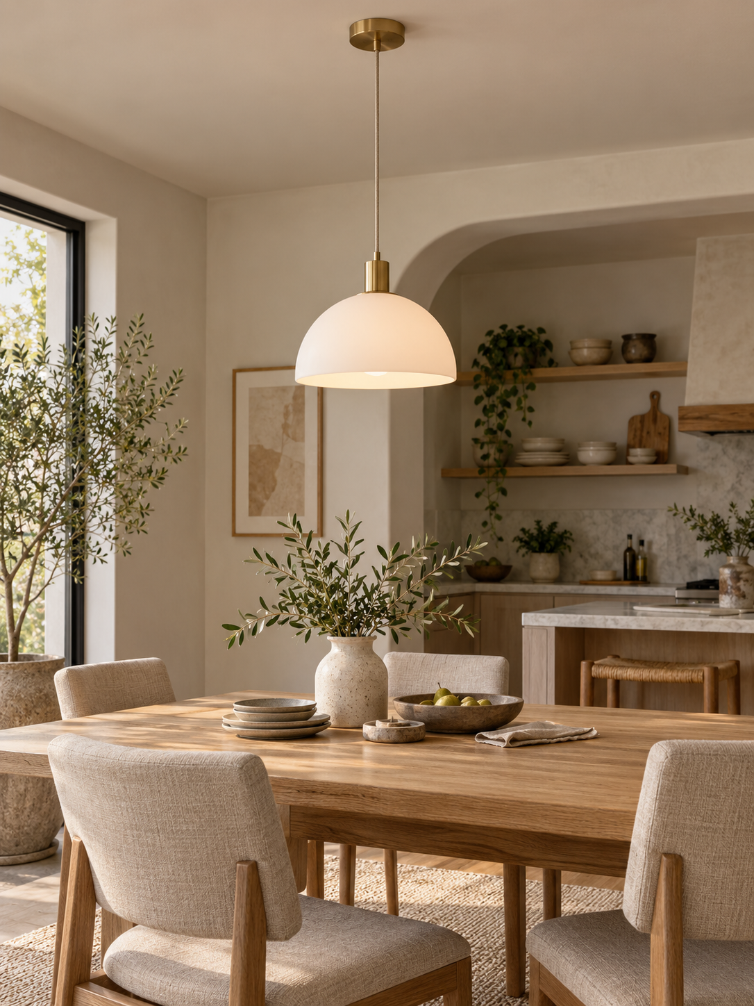 Modern White Glass Pendant Light interior scene 1