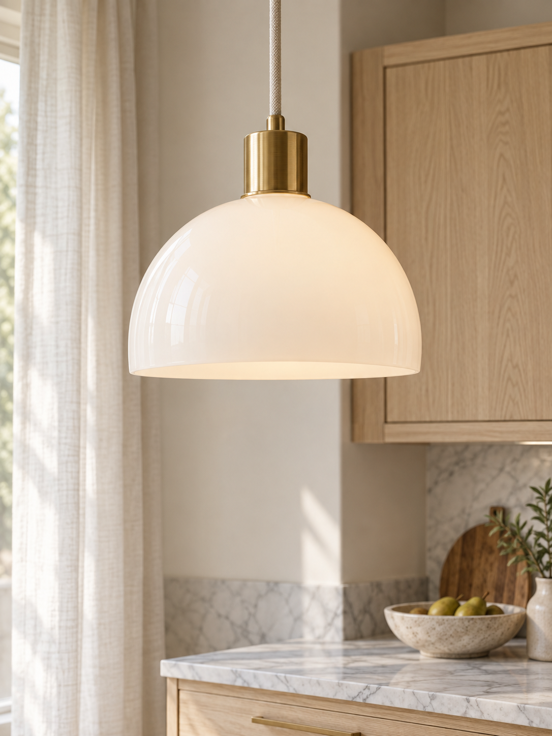 Modern White Glass Pendant Light interior scene 2