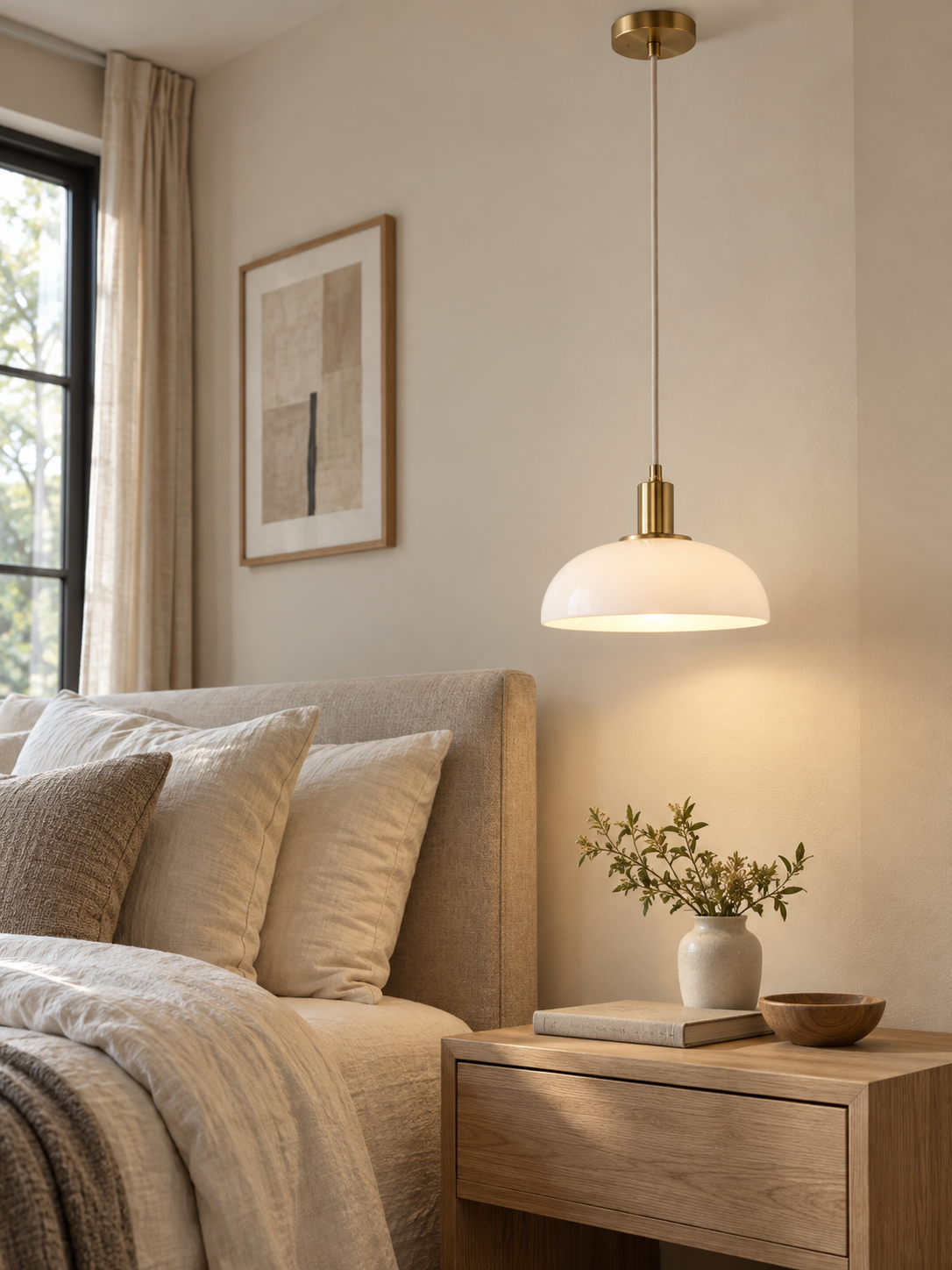 Modern White Glass Pendant Light interior scene 3