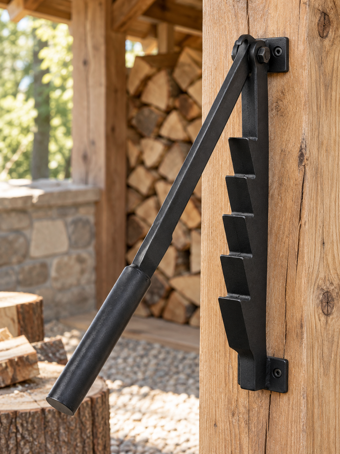 Auralen Home — woodmount wall mounted kindling splitter high carbon steel cutter, detail