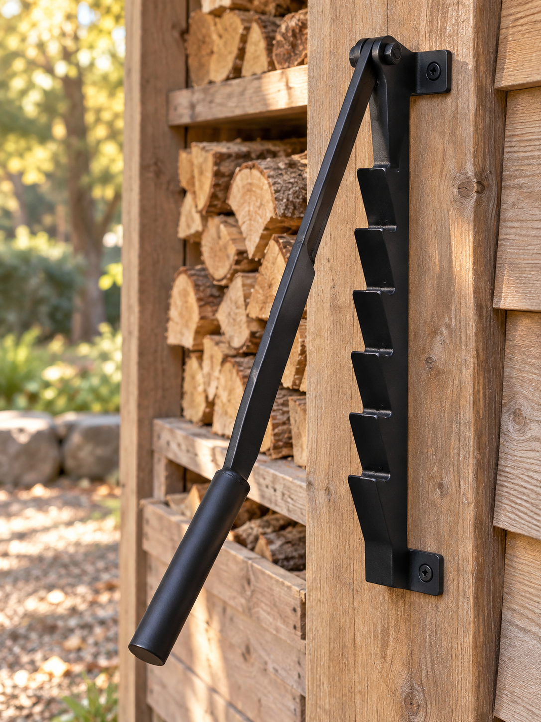 Auralen Home — woodmount wall mounted kindling splitter high carbon steel cutter, alternate view