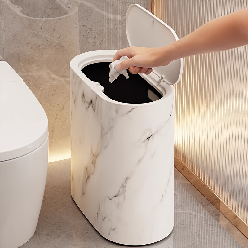 Elegant Marble-Patterned Trash Can
