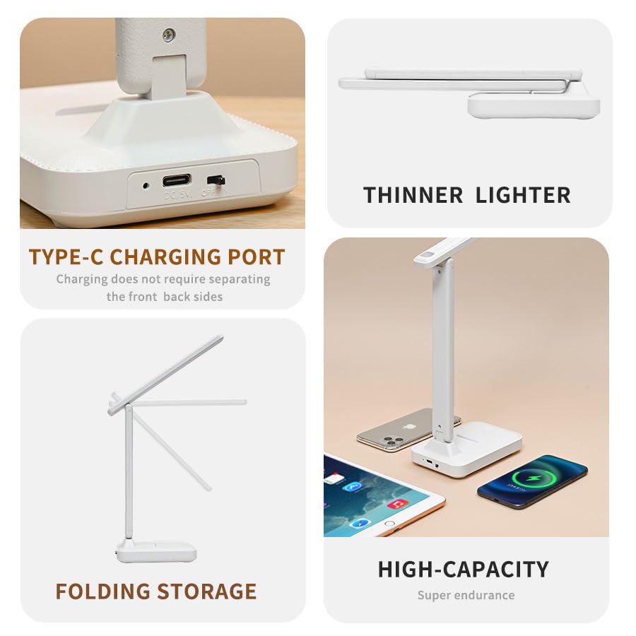 LED Dimmable Desk Lamp with Adjustable Arm, 5 Color Modes, 5 Brightness Levels for Reading, Crafting, and Office Work
