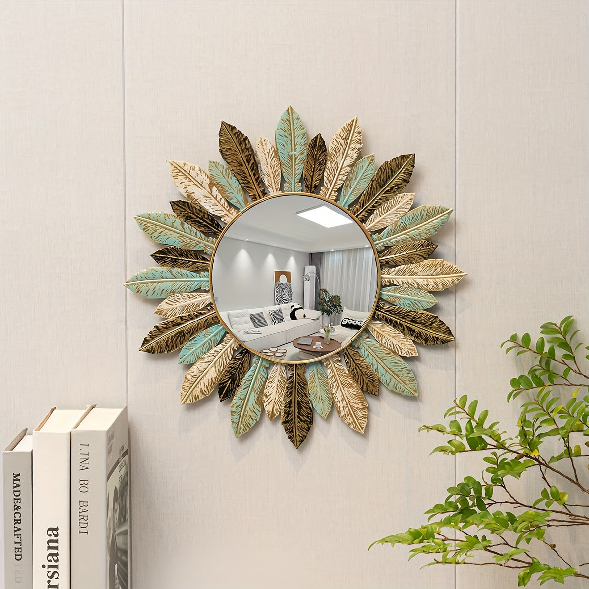 Bohemian Sunburst Metal Wall Mirror - Bold Boho Accent for Modern Walls