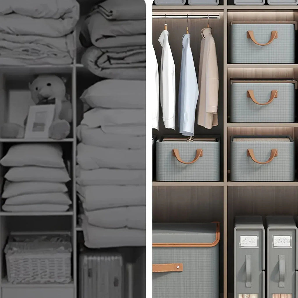 Foldable Fabric Storage Boxes with Window and Zipper for Sheets, Blankets, and Wardrobe Organization