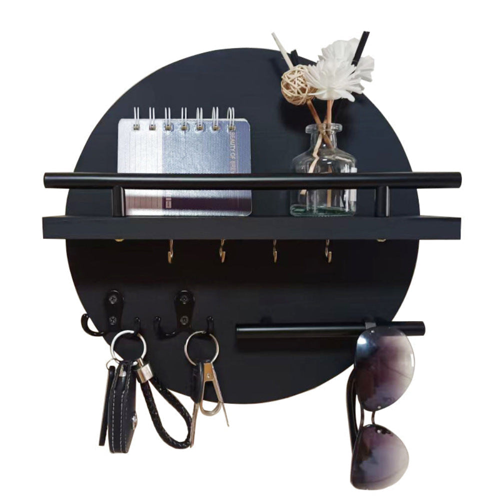 Rustic Round Wooden Key Holder for Wall