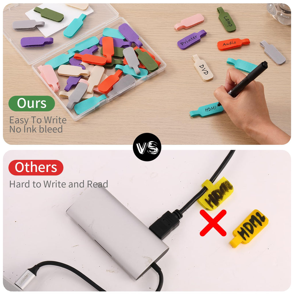 3Pcs Reusable Waterproof Cable Labels with Color-Coded Straps for Home, Office, or Travel