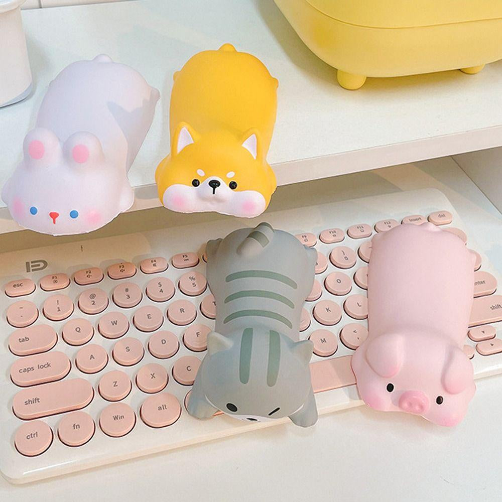 Cute Kawaii PU Wrist Rest Pad for Mouse and Keyboard, Ergonomic Arm Support for Desk Use, Portable 4.92 x 2.56 Inch Elbow and Hand Comfort Pad