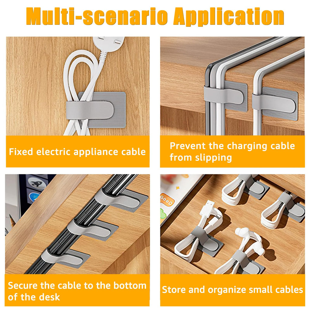 Reusable Cable Ties with Self Adhesive Adjustable Cord Organizer Straps for Desk Wire Management