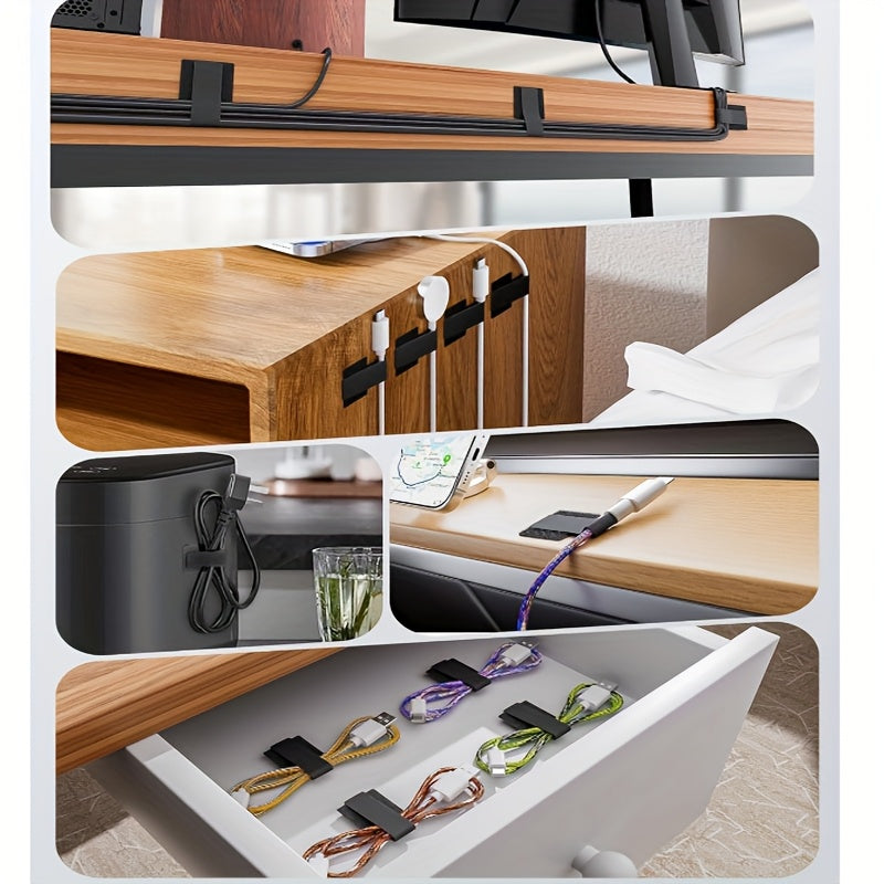 Reusable Cable Ties with Self Adhesive Adjustable Cord Organizer Straps for Desk Wire Management