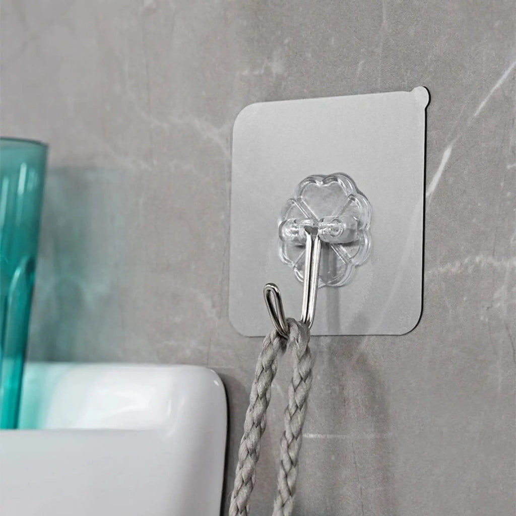 10Pcs Transparent Self Adhesive Wall Hooks for Kitchen Bathroom