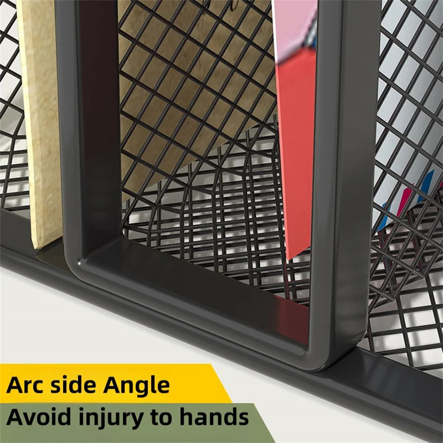 3-Layer Notebook Rack with Inclined Metal Mesh Design for Document and Office Folder Storage
