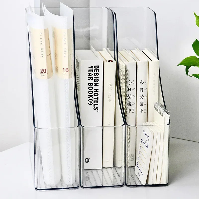 Acrylic Magazine File Holder 4 Slot Clear Desk Organizer for Documents, Folders and Books