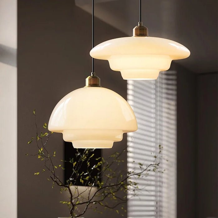 Modern White Glass Pendant Light