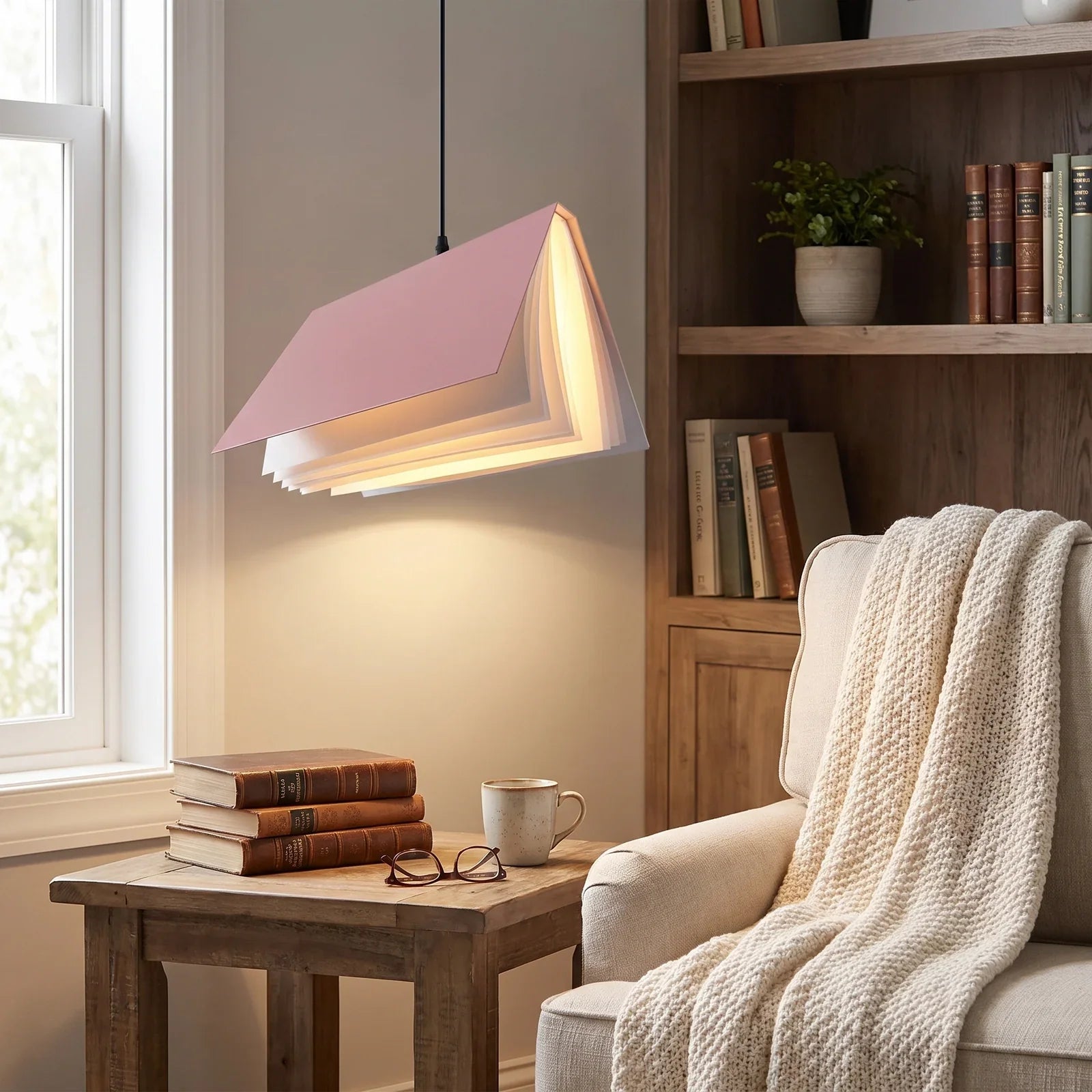 Whimsical Flying Book Pendant Lamp