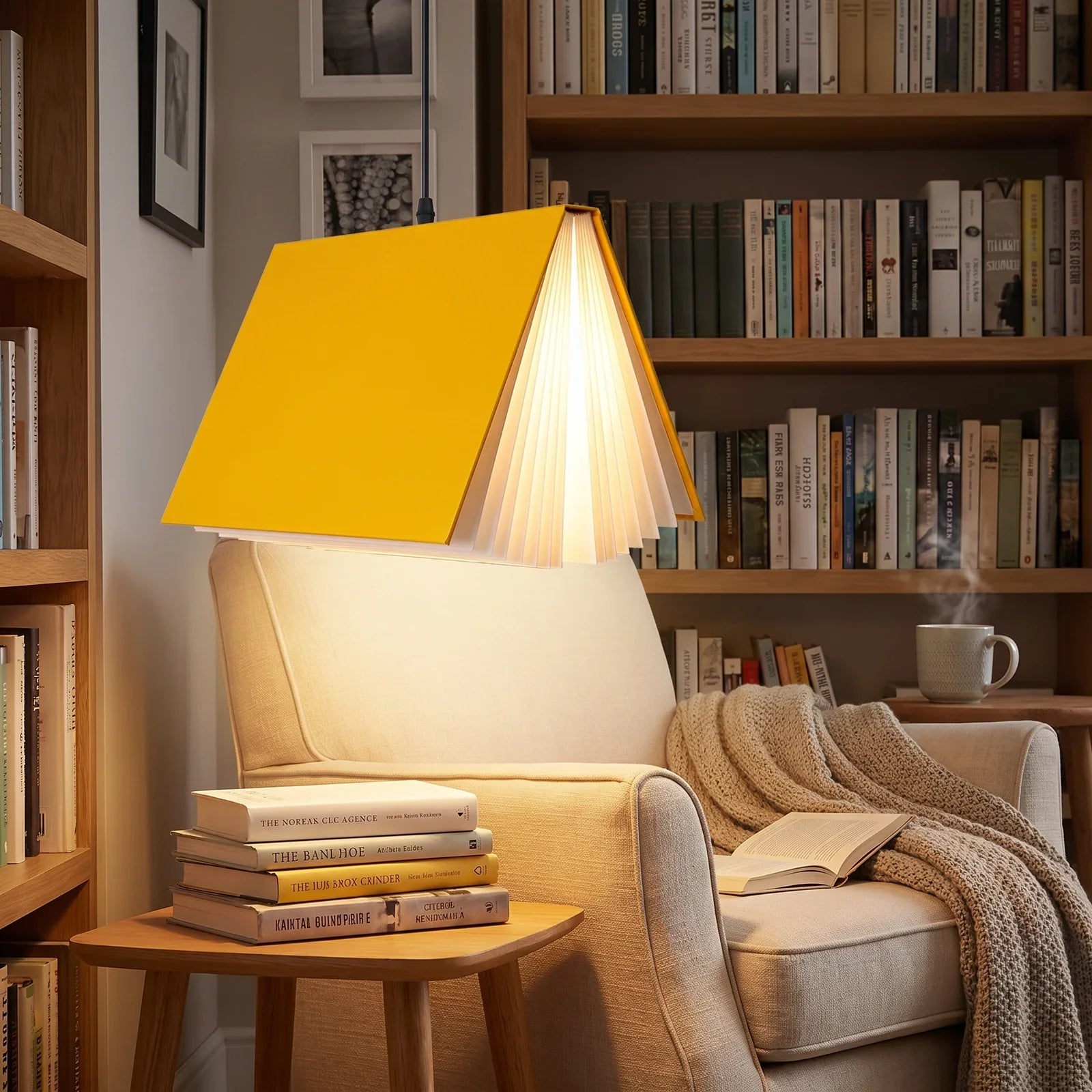 Whimsical Flying Book Pendant Lamp