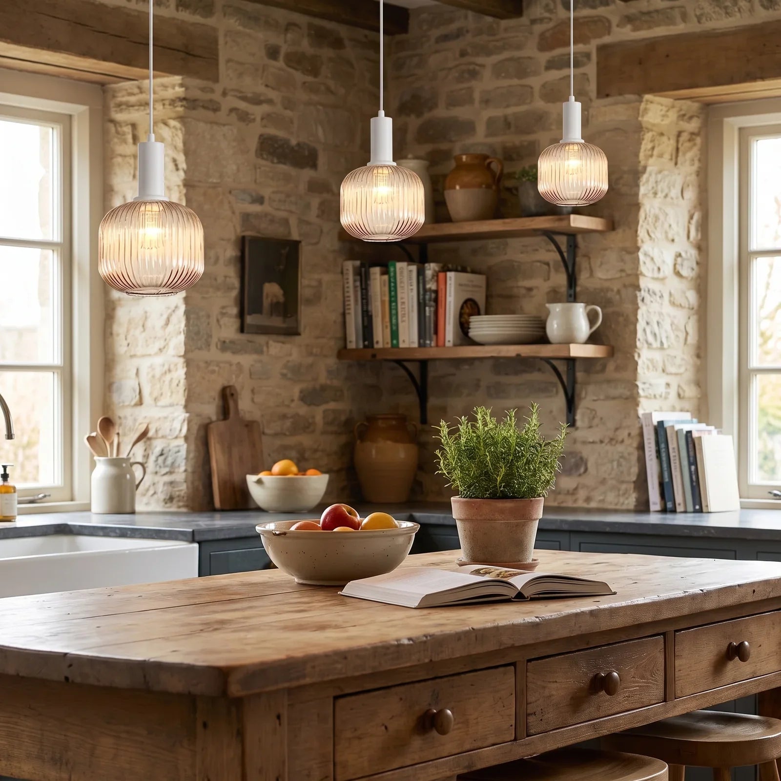 Modern Chic Striped Glass Pendant Light