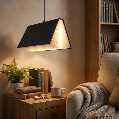 Whimsical Flying Book Pendant Lamp