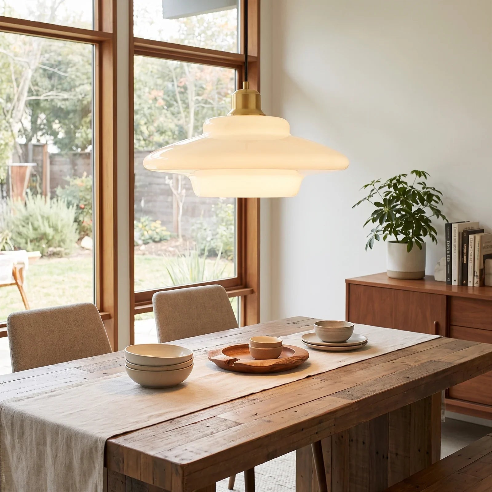 Modern White Glass Pendant Light