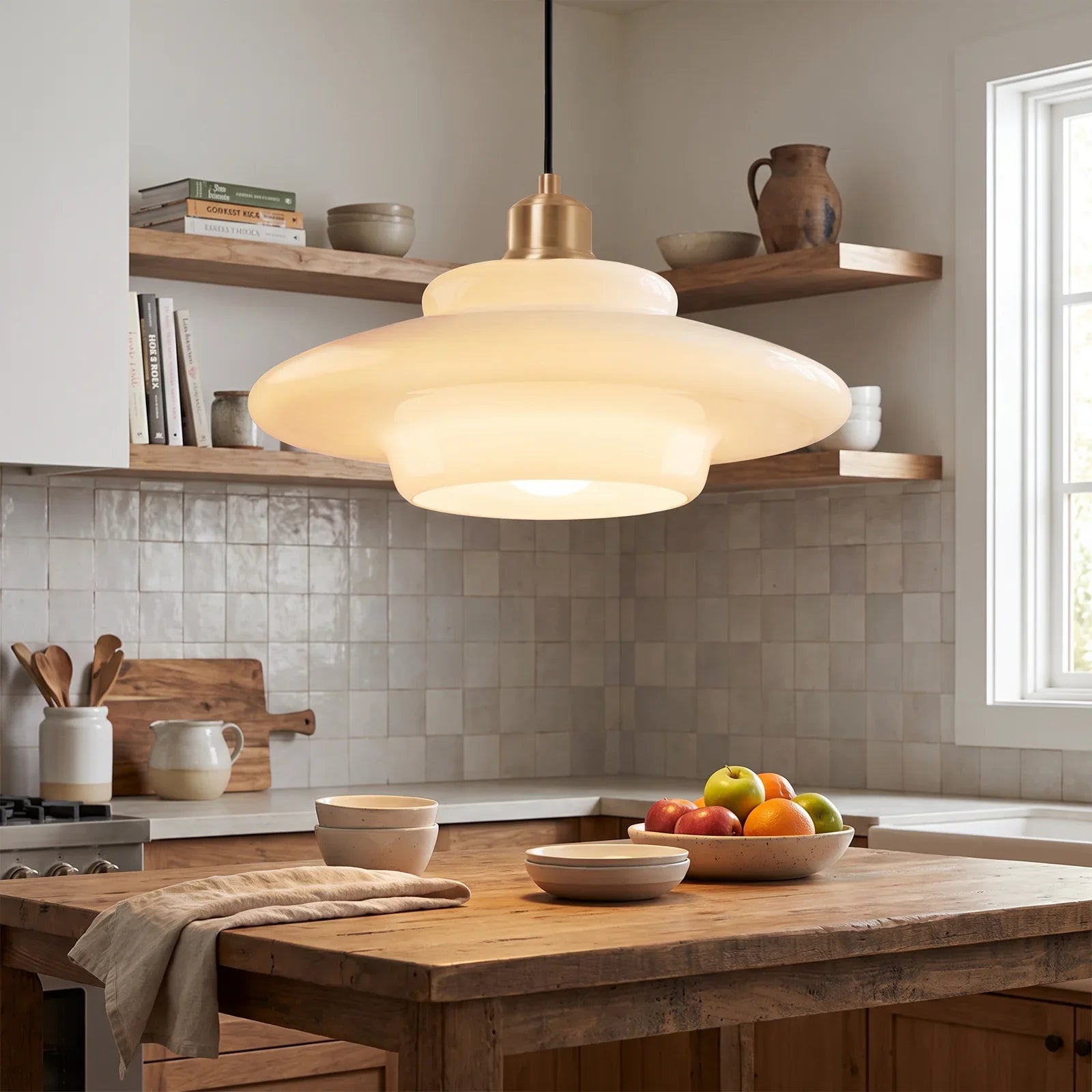 Modern White Glass Pendant Light