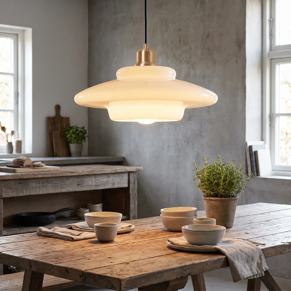Modern White Glass Pendant Light