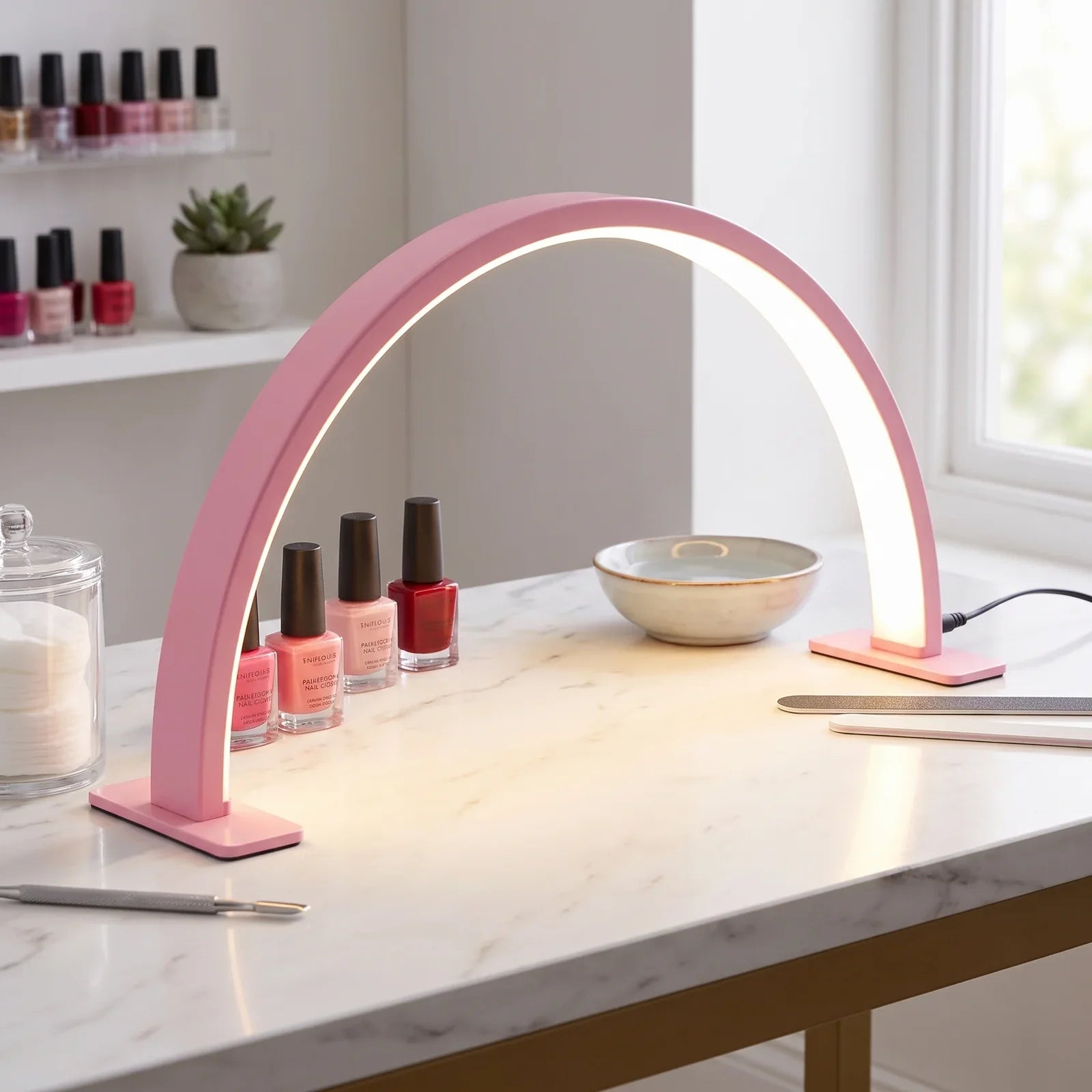 Crescent Moon LED Desk Lamp with Soft Glow