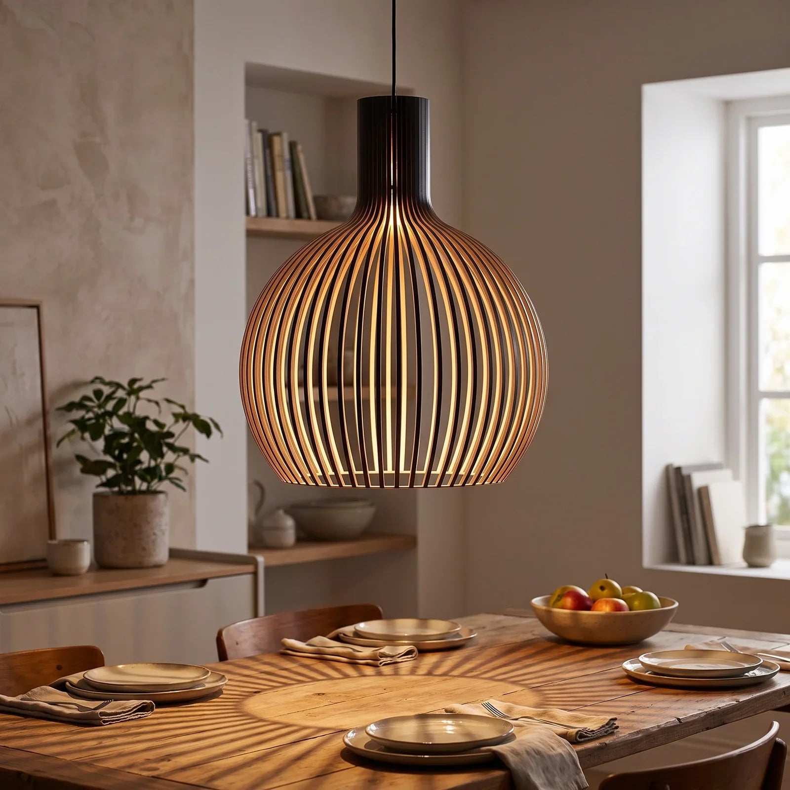 Artisan Handcrafted Wooden Pendant Light