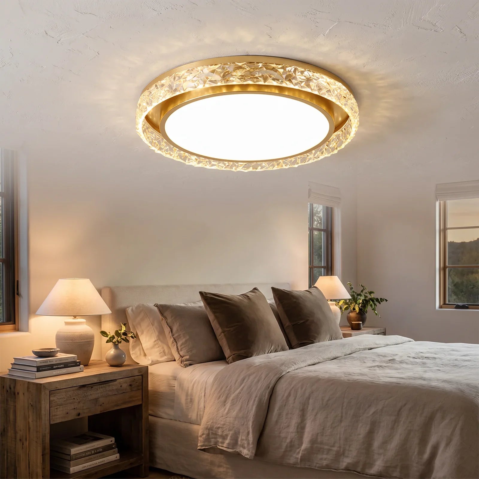 Crystal Halo LED Ceiling Light — Elegant Crystal Ring Fixture with Bright, Energy-Saving LEDs