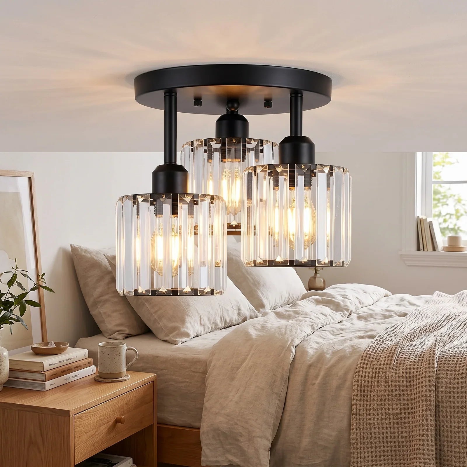 Luxurious Gold Crystal Ceiling Light Fixture
