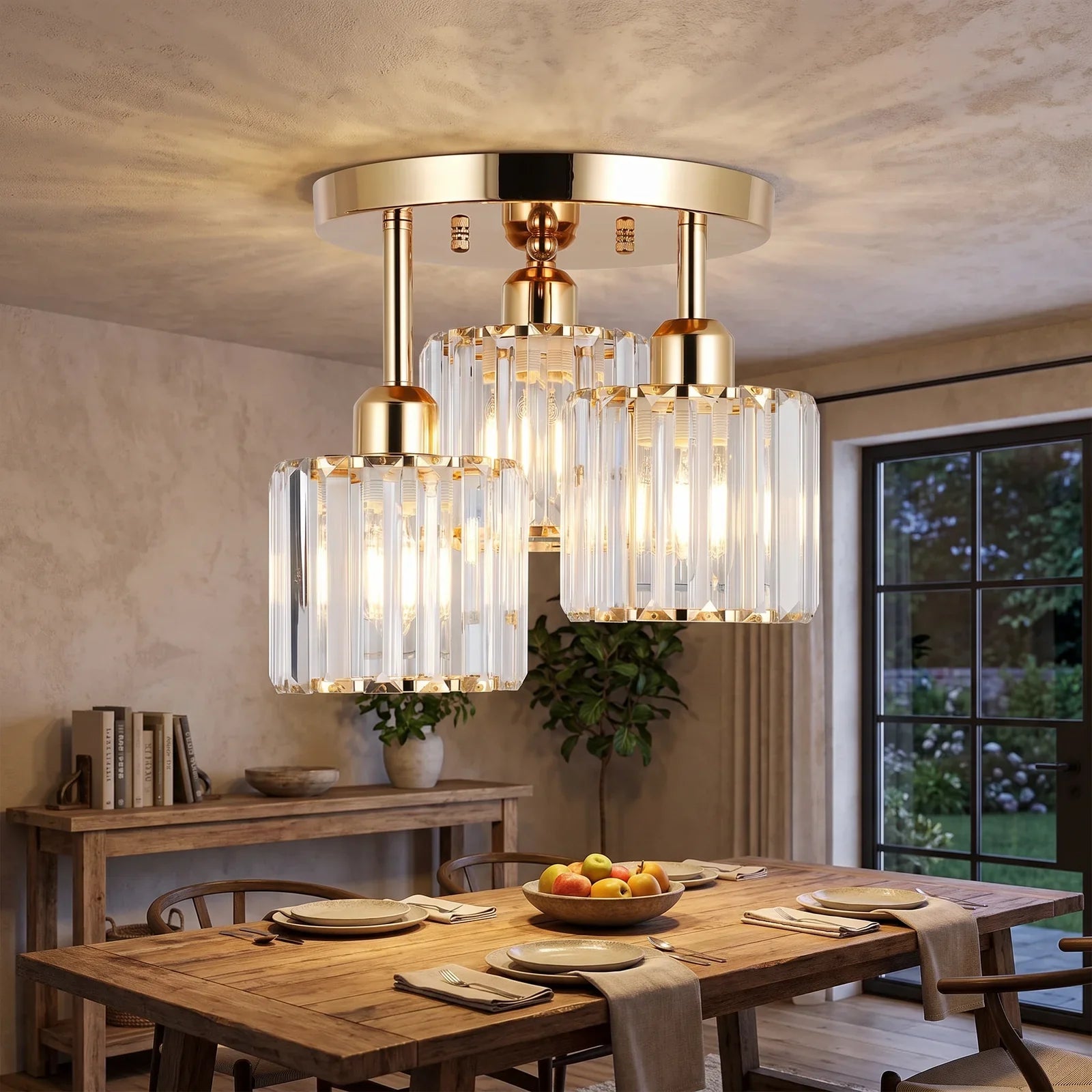 Luxurious Gold Crystal Ceiling Light Fixture