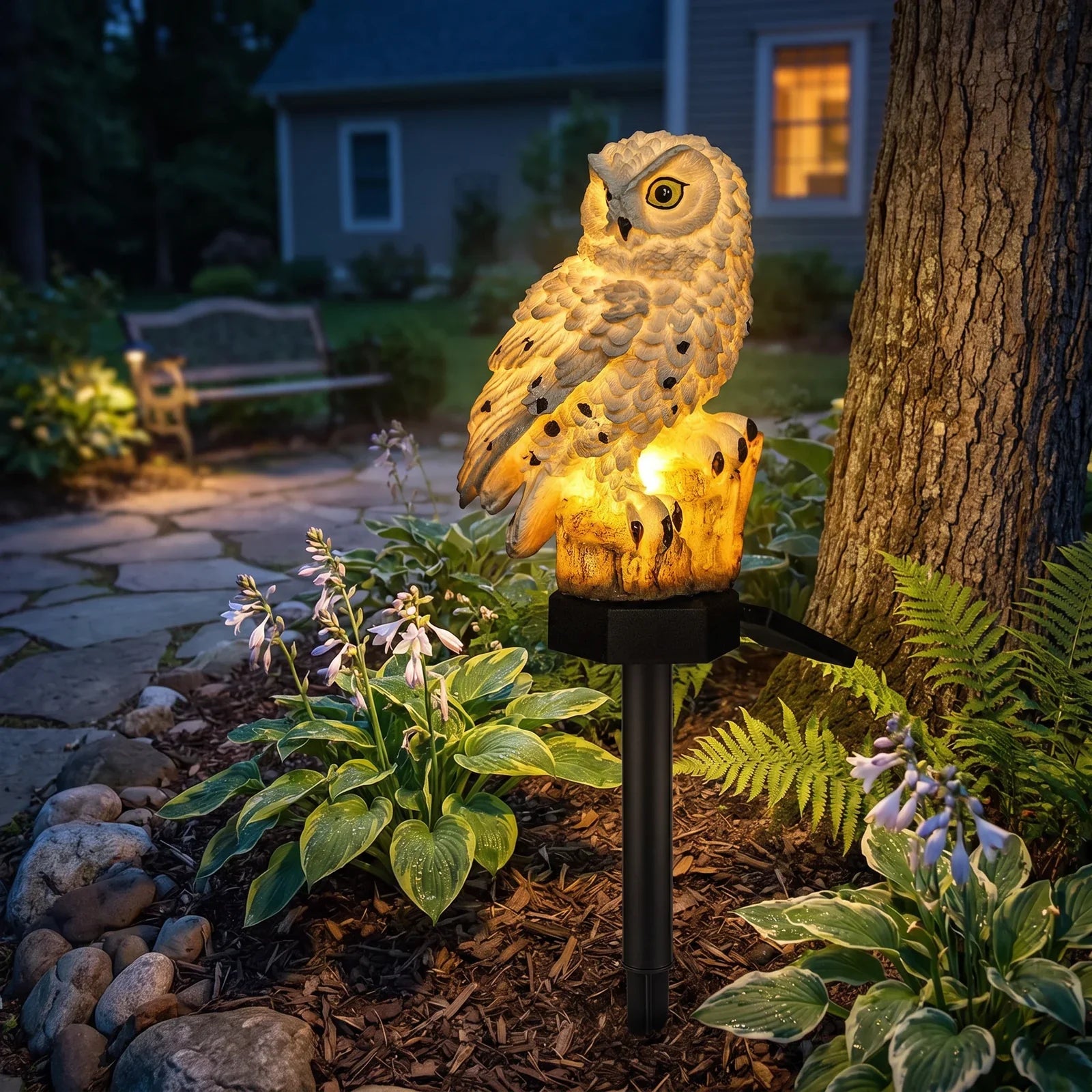 Solar Owl Garden Pathway Light - Charming Outdoor LED Owl Stake Light