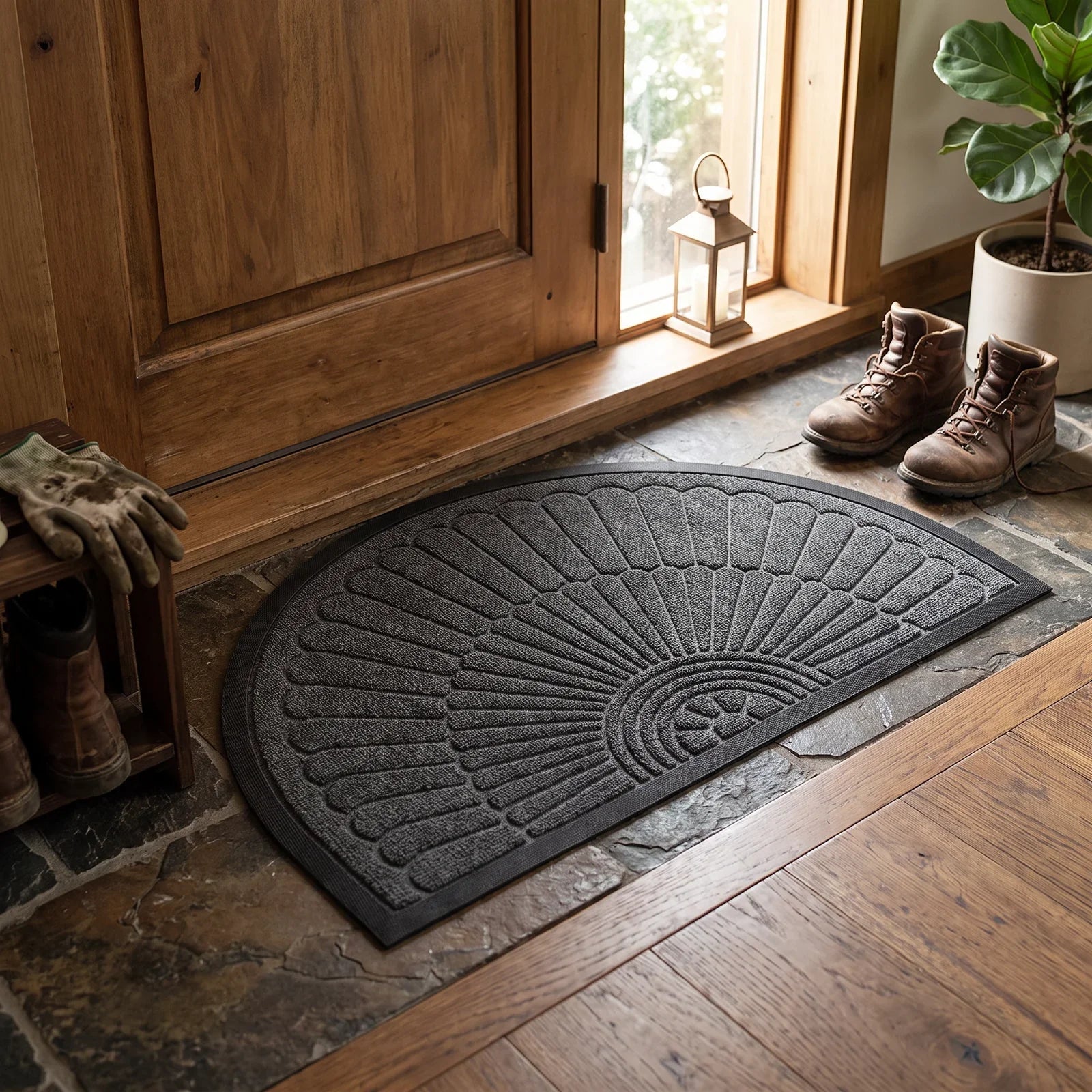 Semi-Circular Non-Slip Entry Door Mat – Durable, Easy-Clean Welcome Mat