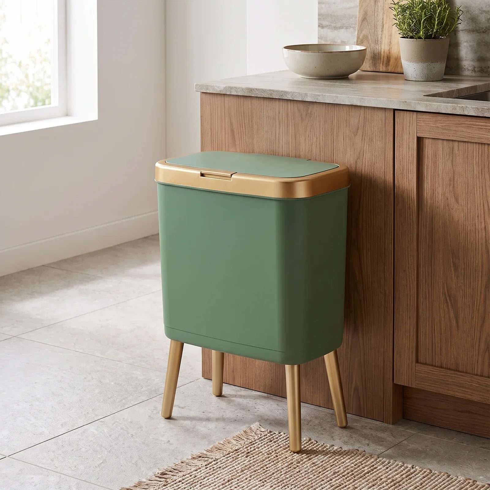15L Odour-Sealing Trash Can with Tight-Seal Lid