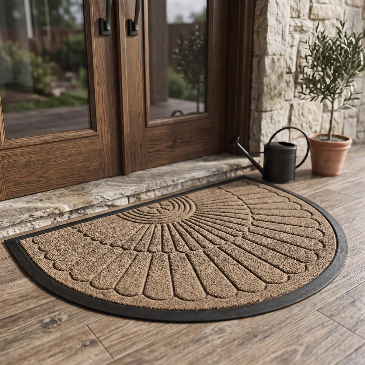 Semi-Circular Non-Slip Entry Door Mat – Durable, Easy-Clean Welcome Mat