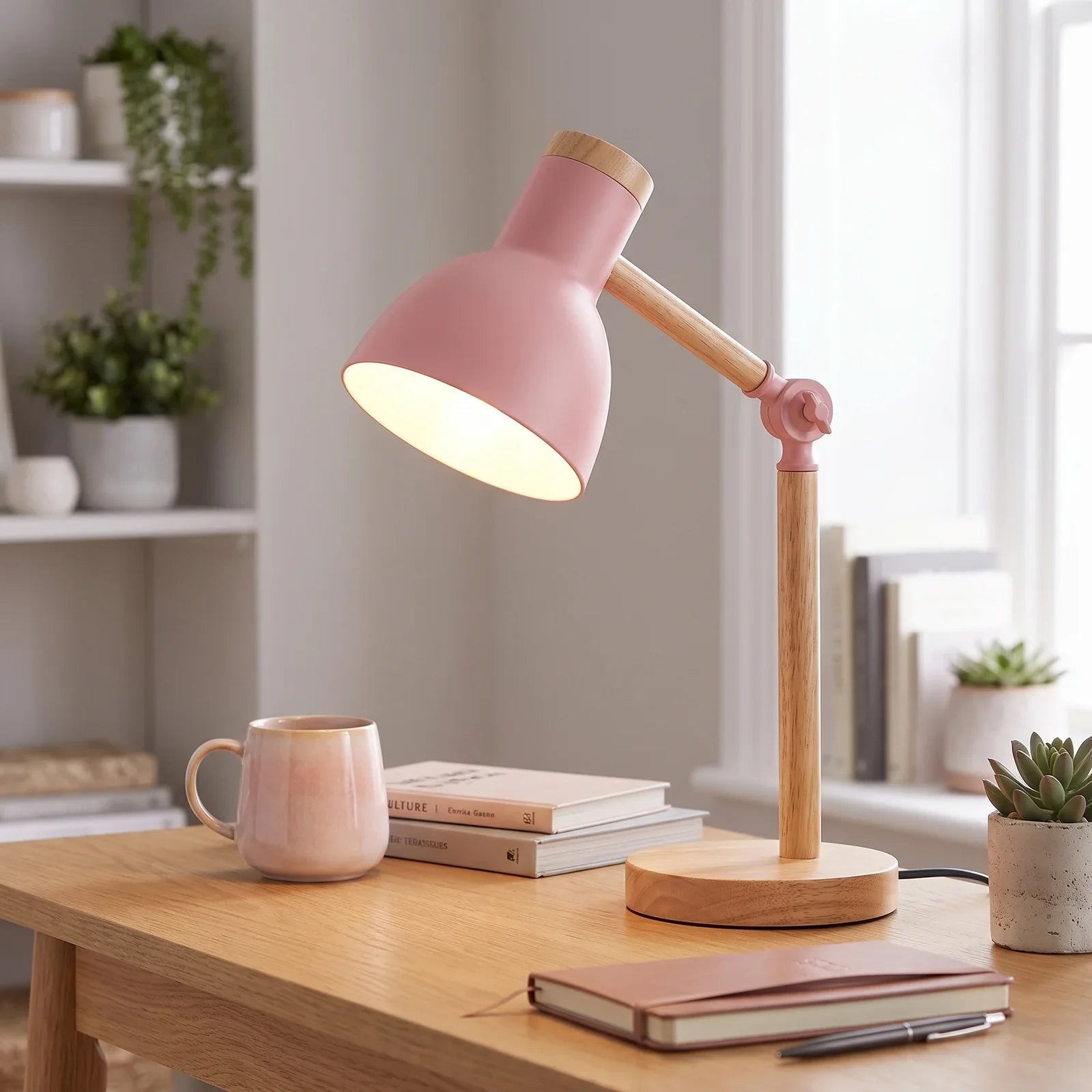 Nordic Wooden LED Desk Lamp - Minimalist Scandinavian Design with Warm LED Glow