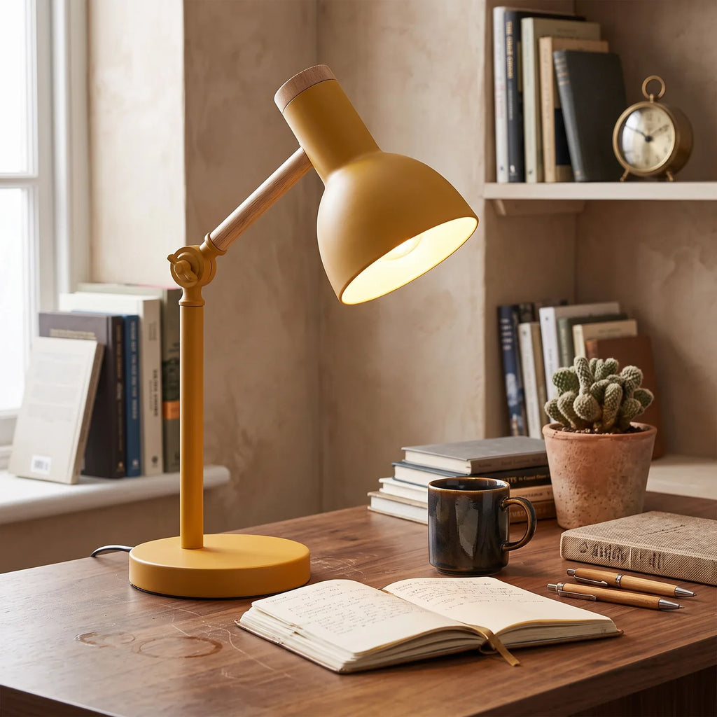 Nordic Wooden LED Desk Lamp - Minimalist Scandinavian Design with Warm LED Glow