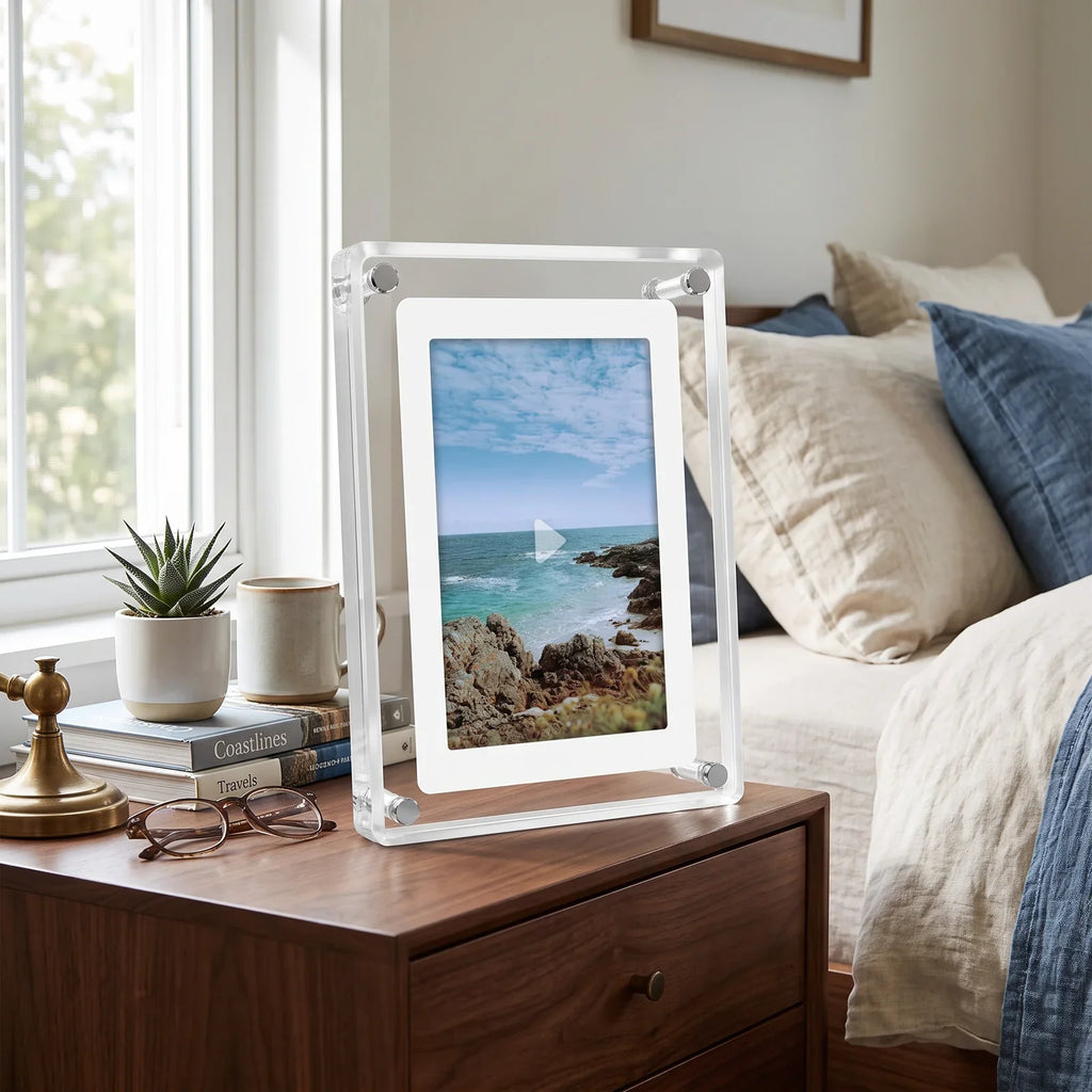 ClearFrame Acrylic Digital Photo Frame - Slim, Crystal-Clear Display for Your Favorite Moments