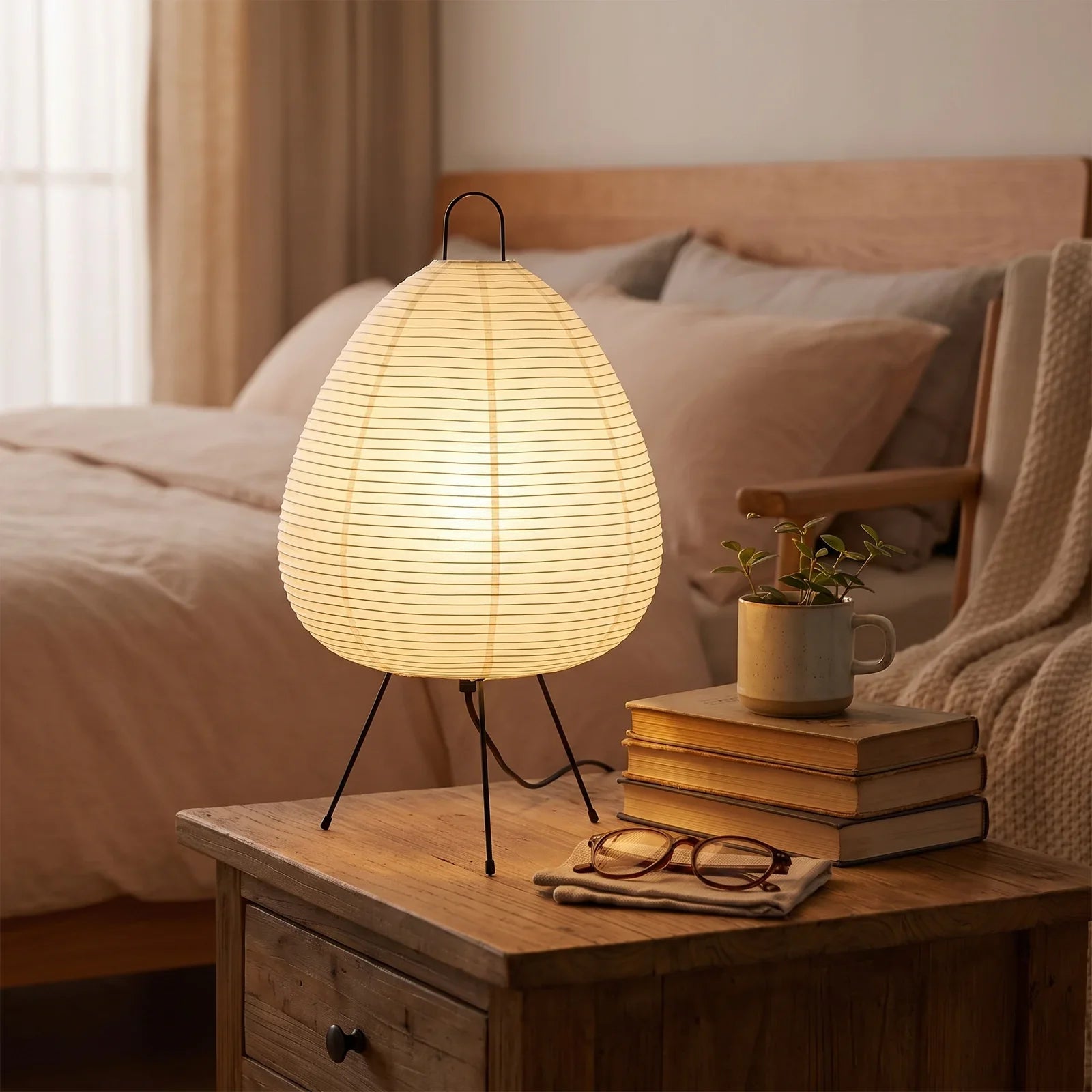 Japanese Rice Paper Table Lamp with Soft Ambient Glow