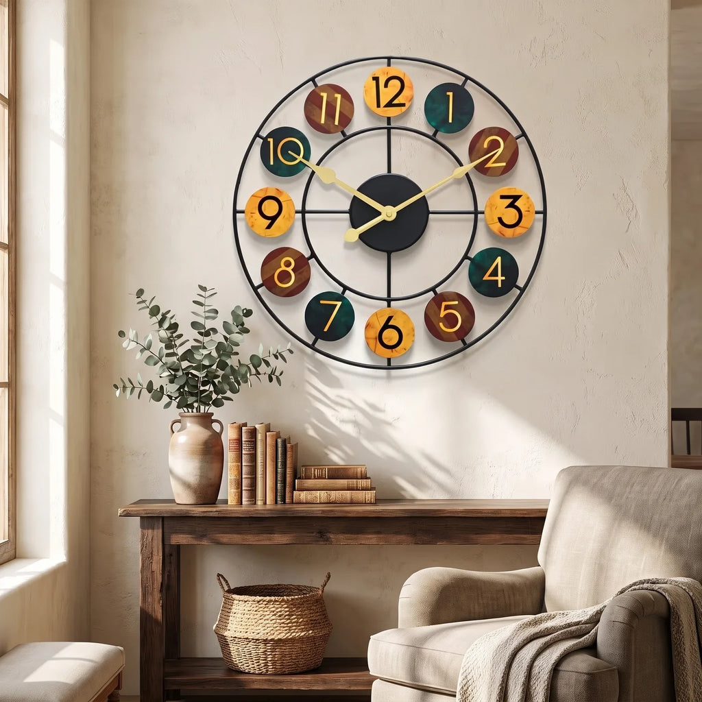 Vibrant Color Metal Wall Clock – Modern, Eye-Catching Timepiece
