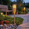 2-Pack Solar Bamboo Flame Lights for Cozy Outdoor Ambience