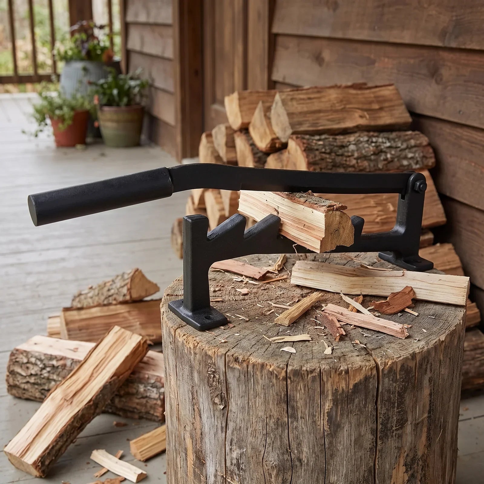 WoodMount Wall-Mounted Kindling Splitter - Quick, Safe Firewood Prep